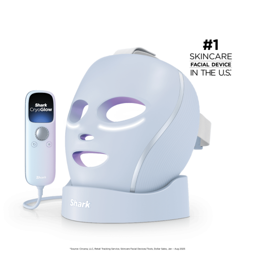 Shark CryoGlow&trade; LED Face Mask & Charging Stand in Blue